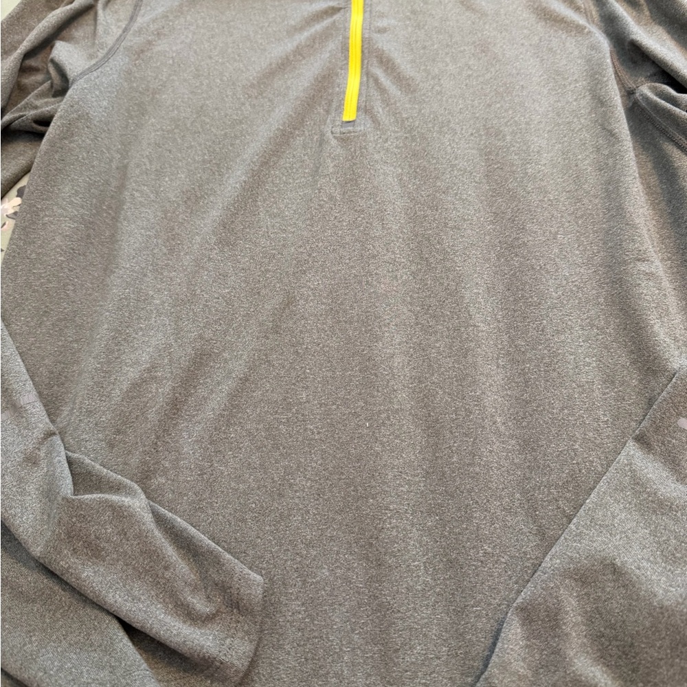 Nike Men's Gray and Yellow Quarter-Zip Jacket